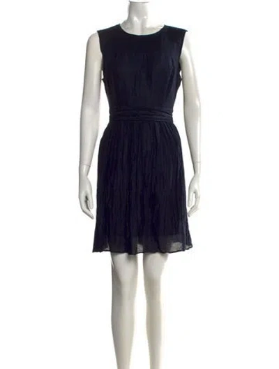 Pre-owned Tory Burch Linen Mini Dress In Blue