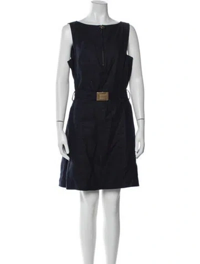 Pre-owned Tory Burch Linen Mini Dress In Blue
