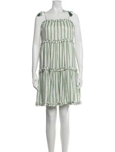 Pre-owned Tory Burch Linen Mini Dress In Green