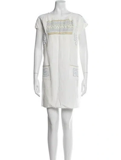 Pre-owned Tory Burch Linen Mini Dress In Multi