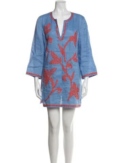 Pre-owned Tory Burch Linen Mini Dress In Multi