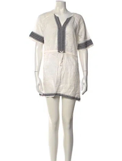 Pre-owned Tory Burch Linen Mini Dress In Neutral