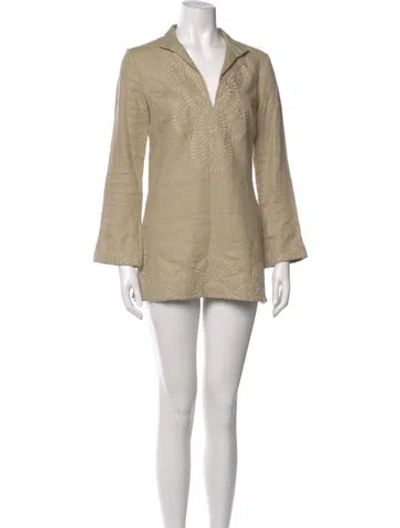 Pre-owned Tory Burch Linen Mini Dress In Neutral