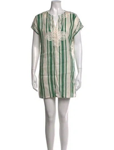 Pre-owned Tory Burch Linen Mini Dress In Neutral
