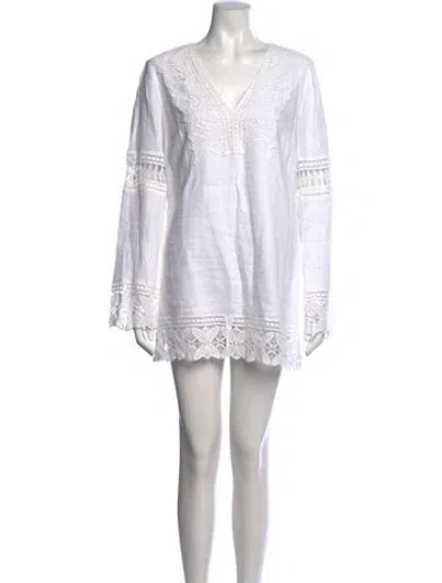 Pre-owned Tory Burch Linen Mini Dress In Neutrals