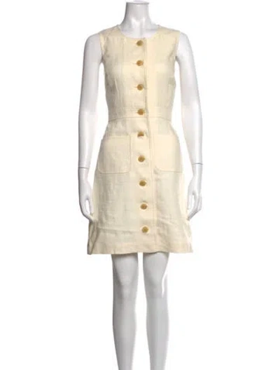 Pre-owned Tory Burch Linen Mini Dress In Neutrals