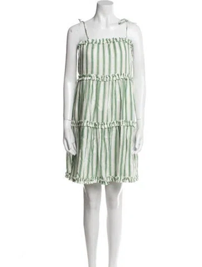 Pre-owned Tory Burch Linen Mini Dress W/ Tags In Green
