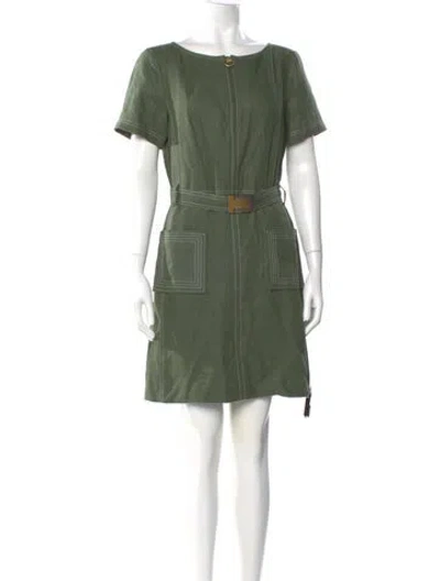 Pre-owned Tory Burch Linen Mini Dress W/ Tags In Green