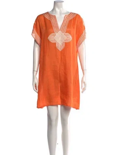 Pre-owned Tory Burch Linen Mini Dress W/ Tags In Orange