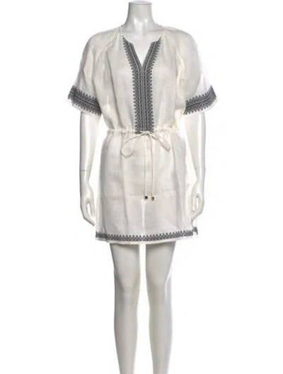 Pre-owned Tory Burch Linen Mini Dress In White