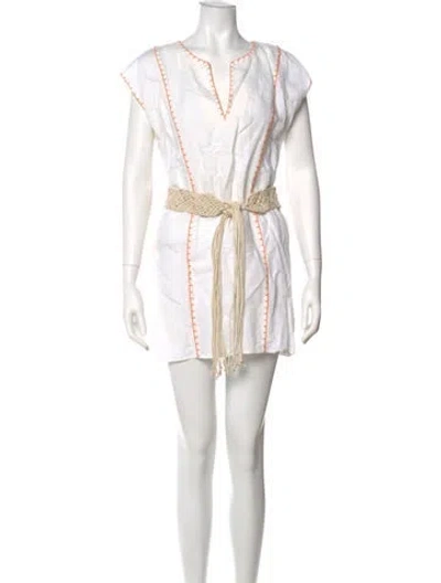 Pre-owned Tory Burch Linen Mini Dress In White