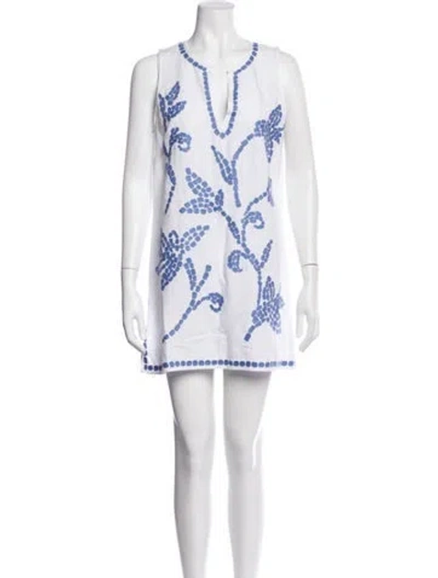 Pre-owned Tory Burch Linen Mini Dress In White
