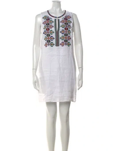 Pre-owned Tory Burch Linen Mini Dress In White
