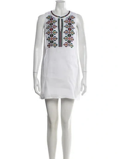 Pre-owned Tory Burch Linen Mini Dress In White
