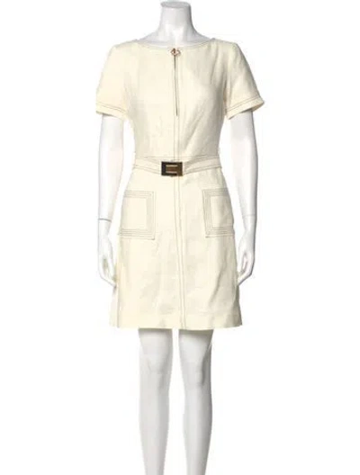 Pre-owned Tory Burch Linen Mini Dress In White