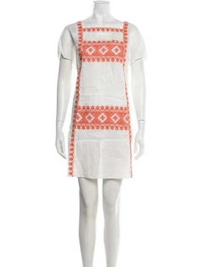Pre-owned Tory Burch Linen Mini Dress In White