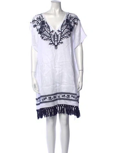 Pre-owned Tory Burch Linen Mini Dress In White
