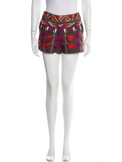 Pre-owned Tory Burch Linen Mini Shorts In Red