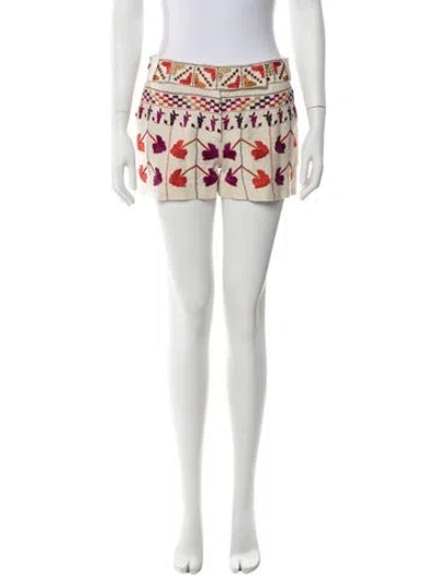 Pre-owned Tory Burch Linen Mini Shorts In Red