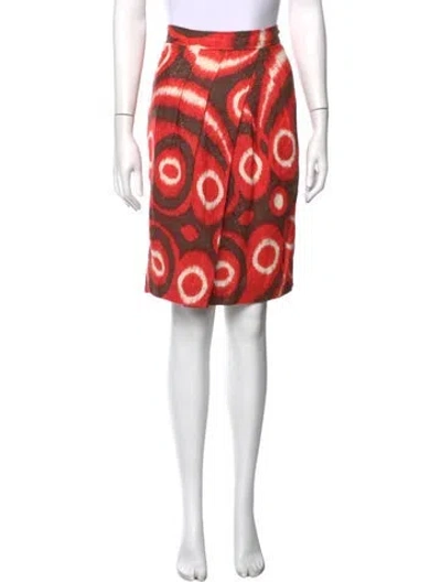 Pre-owned Tory Burch Linen Mini Skirt In Metallic/red