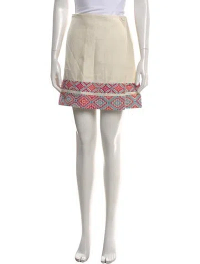 Pre-owned Tory Burch Linen Mini Skirt W/ Tags In Neutral