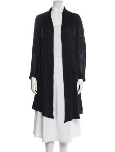 Pre-owned Tory Burch Linen Open Front Sweater In Blue