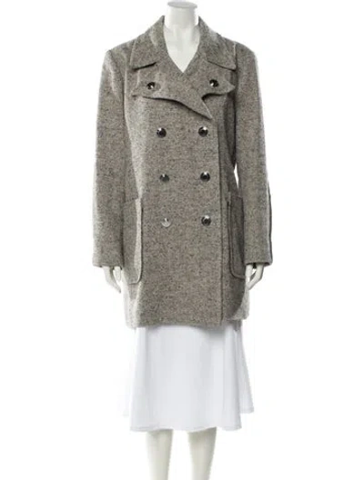 Pre-owned Tory Burch Linen Peacoat In Neutral