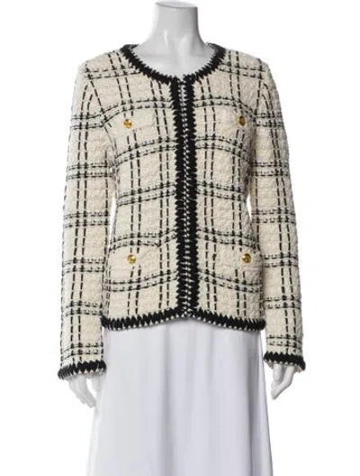 Pre-owned Tory Burch Linen Plaid Print Evening Jacket