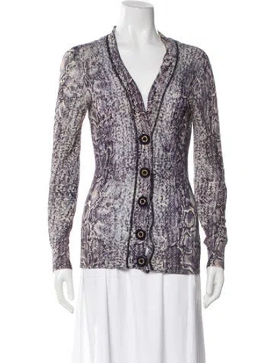 Pre-owned Tory Burch Linen Printed Sweater In Purple