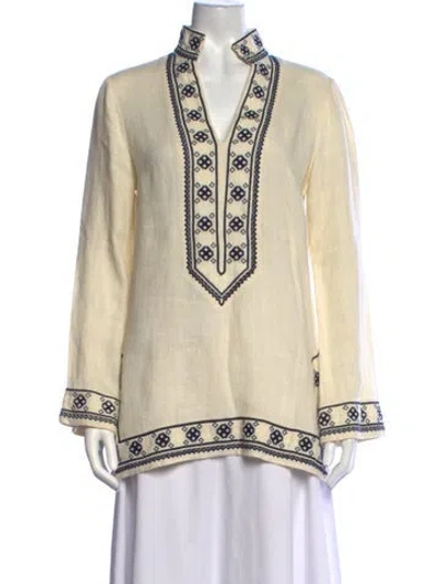 Pre-owned Tory Burch Linen Printed Tunic In Neutrals
