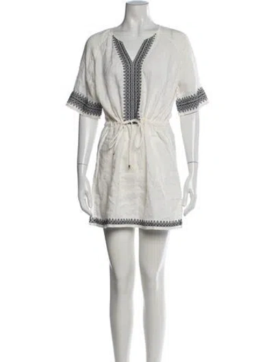 Pre-owned Tory Burch Linen Printed Tunic In Neutrals