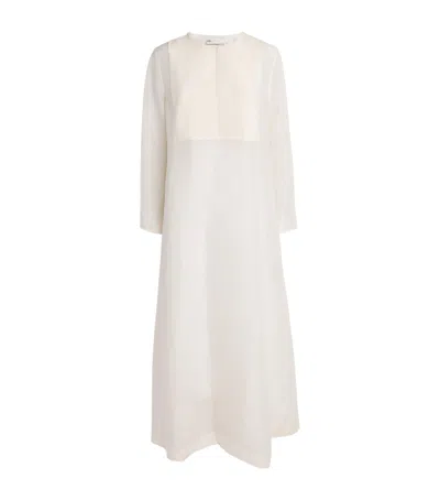 Tory Burch Linen-silk Pleated Midi Kaftan In White