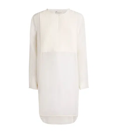 Tory Burch Linen-silk Pleated Mini Kaftan In White