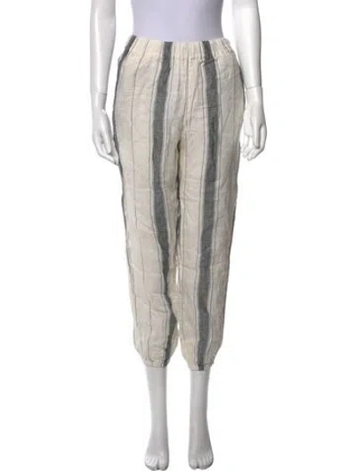 Pre-owned Tory Burch Linen Skinny Leg Pants In Multi