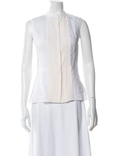 Pre-owned Tory Burch Linen Sleeveless Blouse W/ Tags In White