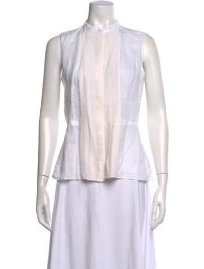 Pre-owned Tory Burch Linen Sleeveless Blouse In White