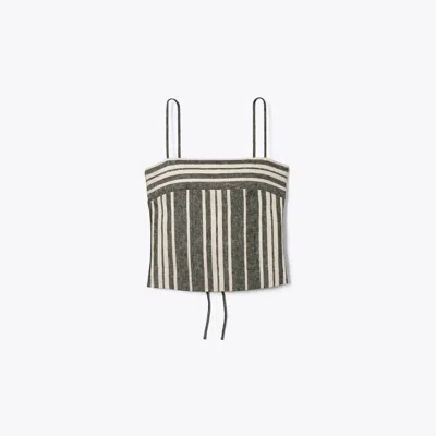 Tory Burch Linen Slip Tank Top In Gray