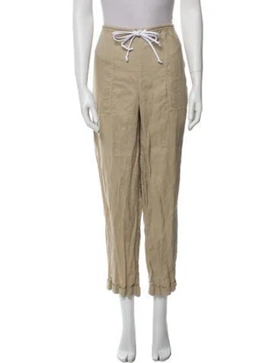 Pre-owned Tory Burch Linen Straight Leg Pants In Neutral