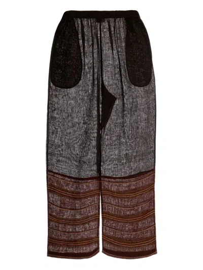 Tory Burch Linen Striped Beach Pants In Brown