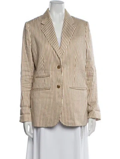 Pre-owned Tory Burch Linen Striped Blazer In Neutral