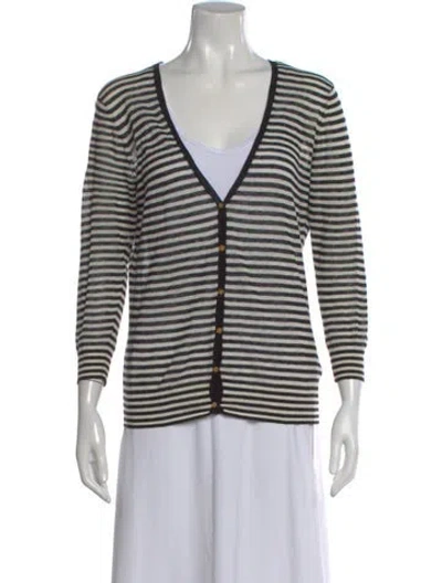 Pre-owned Tory Burch Linen Striped Sweater