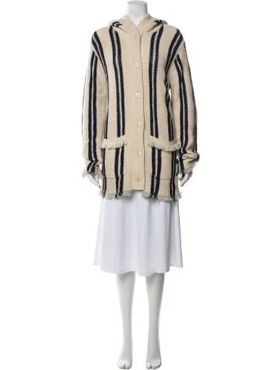Pre-owned Tory Burch Linen Striped Sweater In Blue/white