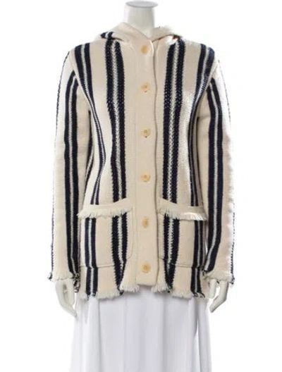 Pre-owned Tory Burch Linen Striped Sweater In Neutral