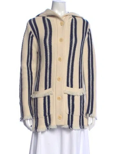 Pre-owned Tory Burch Linen Striped Sweater In Neutral