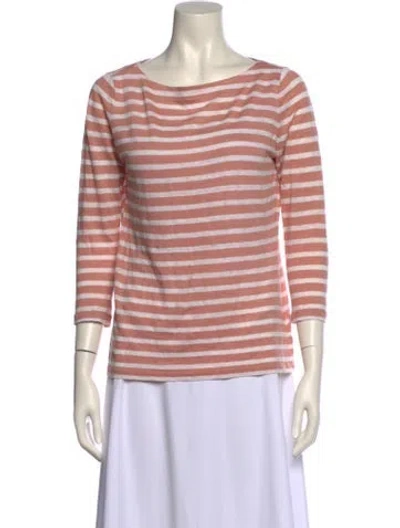Pre-owned Tory Burch Linen Striped Top In Pink