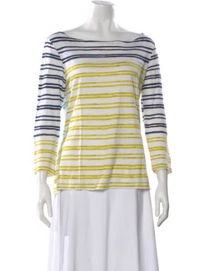 Pre-owned Tory Burch Linen Striped Top In White