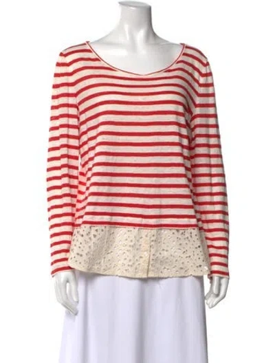 Pre-owned Tory Burch Linen Striped Top In White
