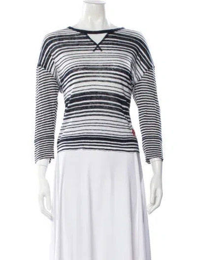 Pre-owned Tory Burch Linen Striped T-shirt In Multi