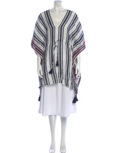 Pre-owned Tory Burch Linen Striped Tunic In Neutral
