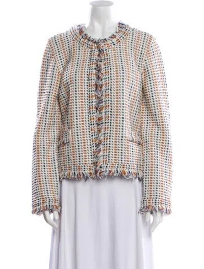 Pre-owned Tory Burch Linen Tweed Pattern Evening Jacket